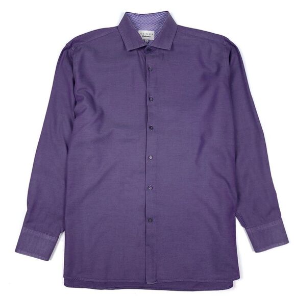 TED BAKER Endurance Long Sleeve Button Down Dress Shirt Dusty Purple Mens 17.5 - Picture 1 of 8